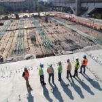 Construction site of a Bavarian primary school renovation project with scaffolding