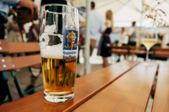 Crowded beer tent at Stuttgart’s Cannstatter Wasen folk festival