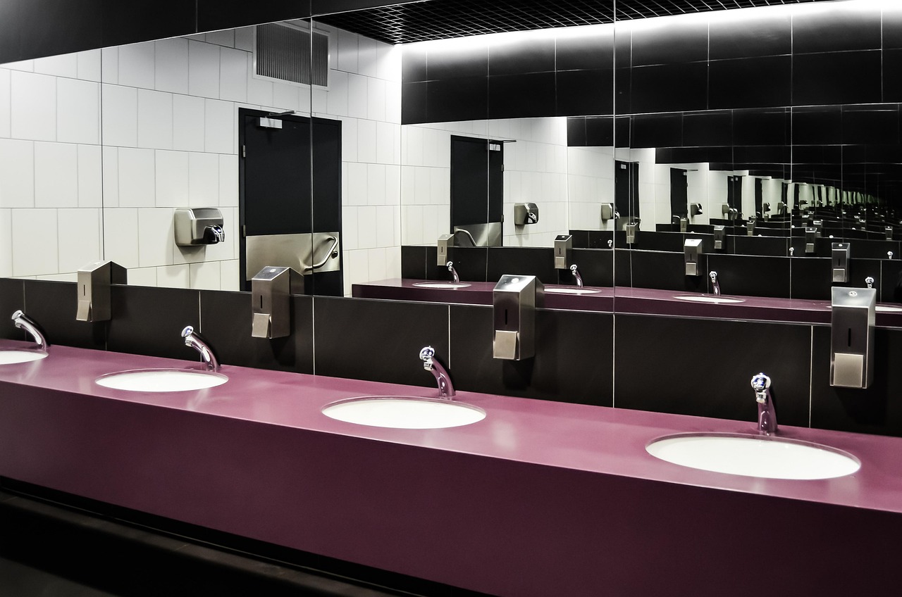 Modern public toilet cabin located in a park in Munich
