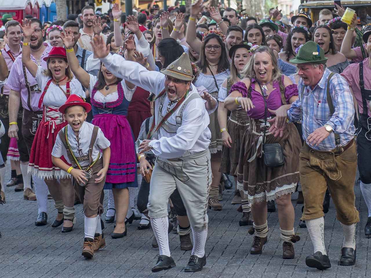 Overcrowded Oktoberfest grounds in Munich with thousands of visitors