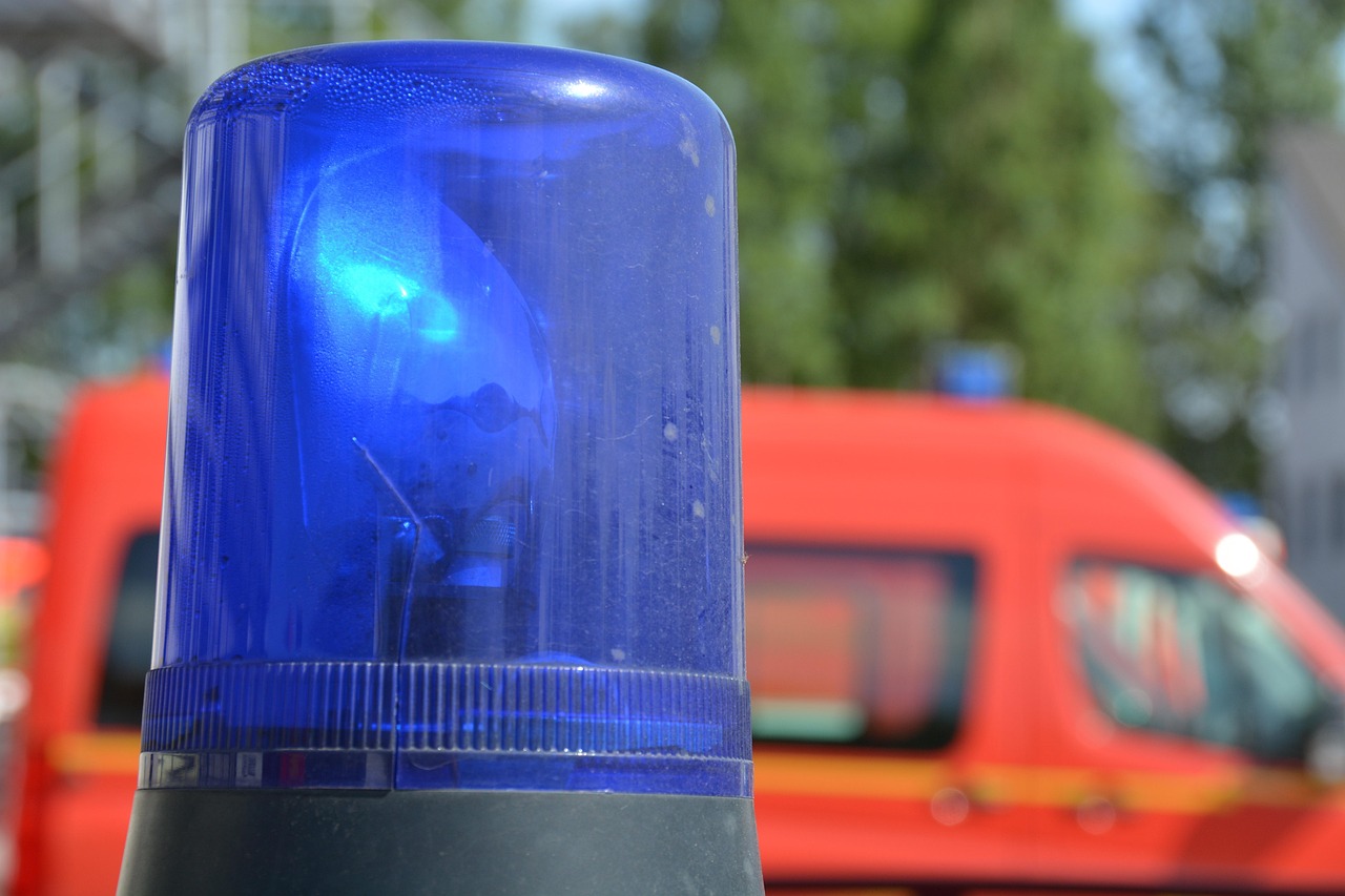 Ambulance at Oktoberfest grounds in Munich responding to medical emergency