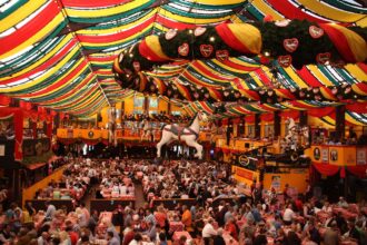 Crowded Oktoberfest scene in Munich as entrances closed due to overcrowding