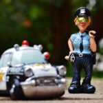 Police officers on patrol inside a crowded Oktoberfest beer tent