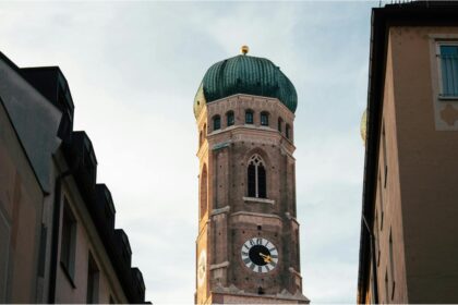 Munich city hall and surrounding district during autumn evening