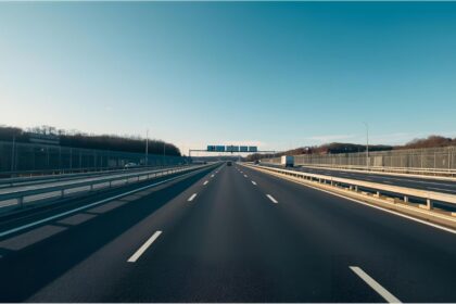 Six-lane A3 motorway under construction in Bavaria, Germany