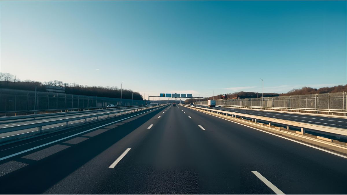 Six-lane A3 motorway under construction in Bavaria, Germany