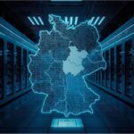 Illustration of AI analyzing a map of Germany with visible East–West division