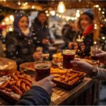 Affordable mulled wine and snacks at a small Christmas market in Germany