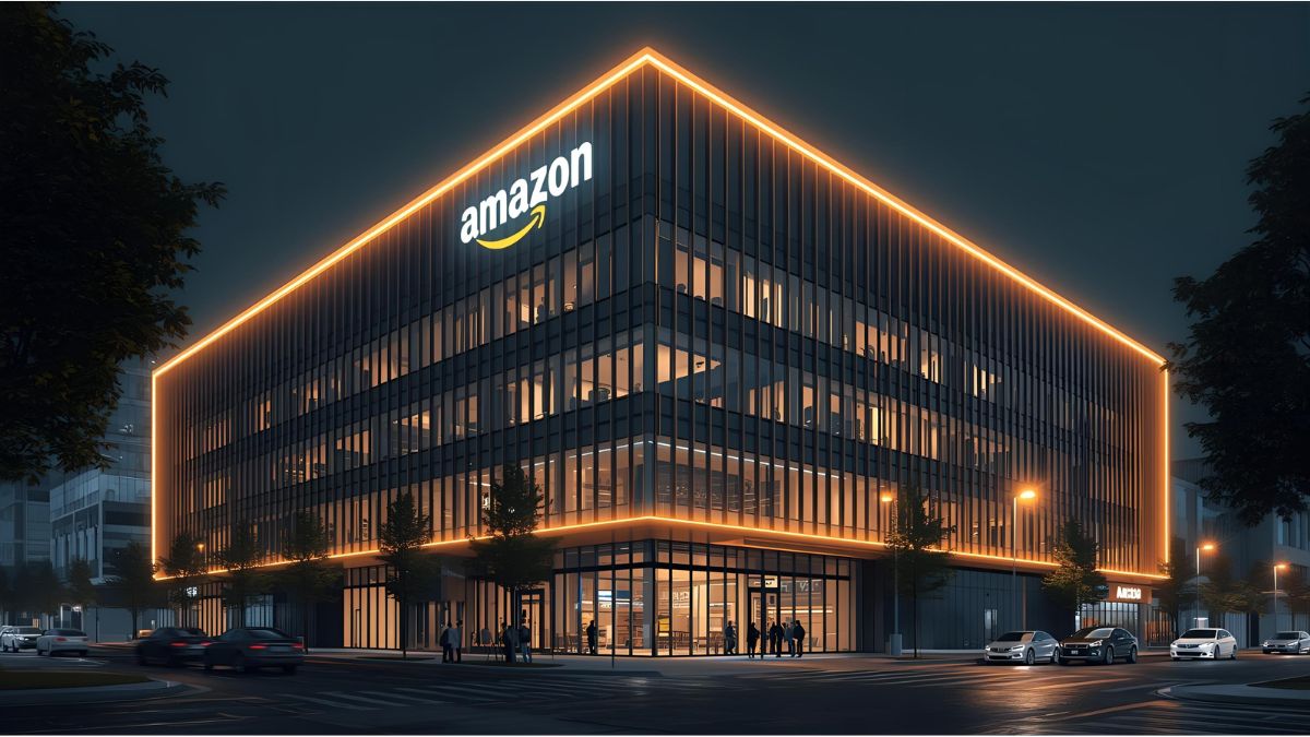 Amazon corporate headquarters building during restructuring period