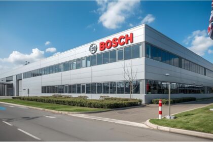Bosch workers on a car parts assembly line in southern Germany