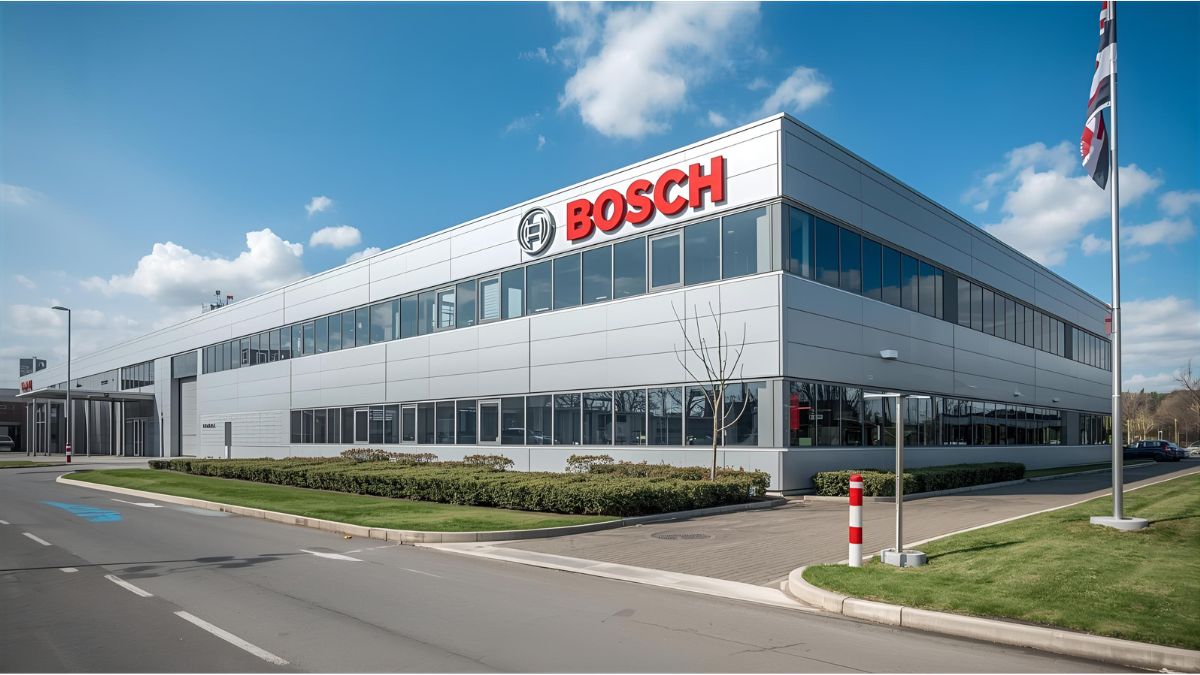 Bosch workers on a car parts assembly line in southern Germany