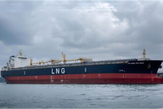 LNG tanker at European port representing EU ban on Russian liquefied gas imports