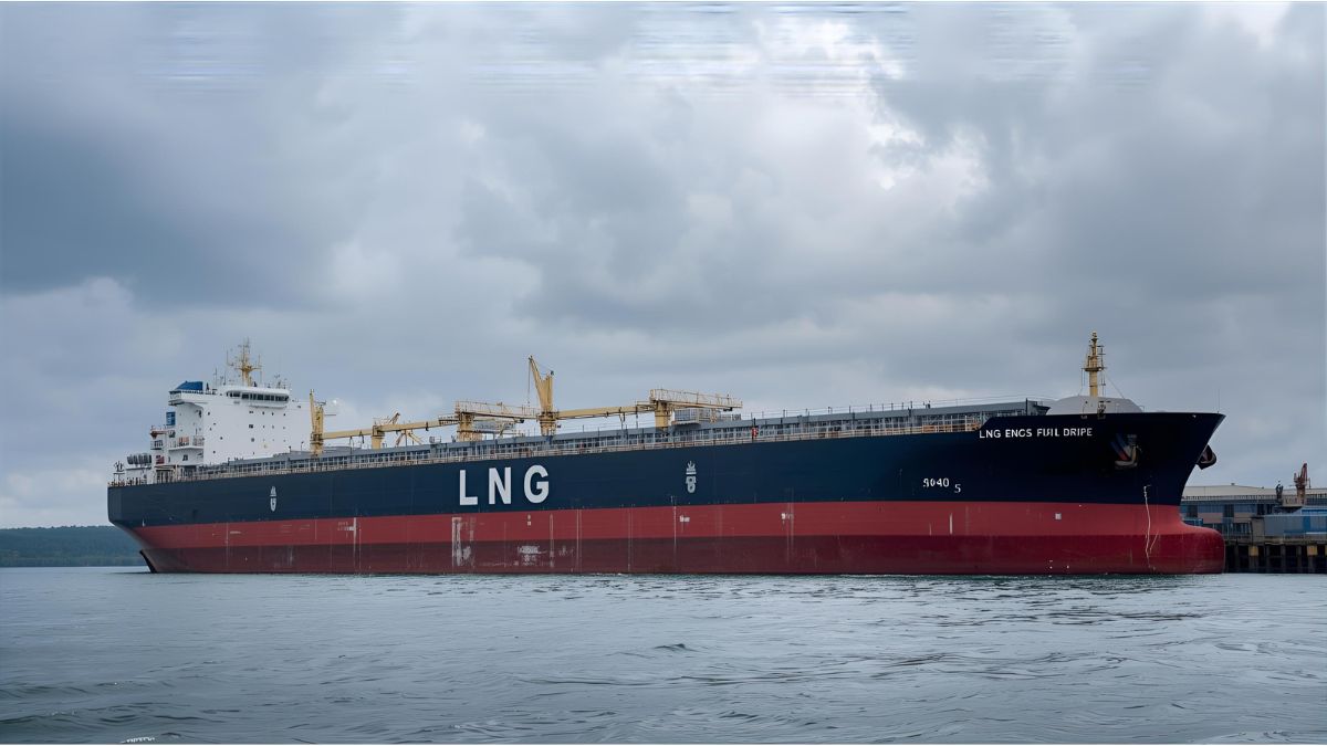 LNG tanker at European port representing EU ban on Russian liquefied gas imports