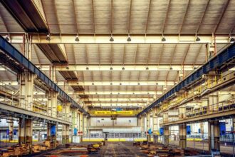 Empty factory floor in Germany as production slows down in August 2025