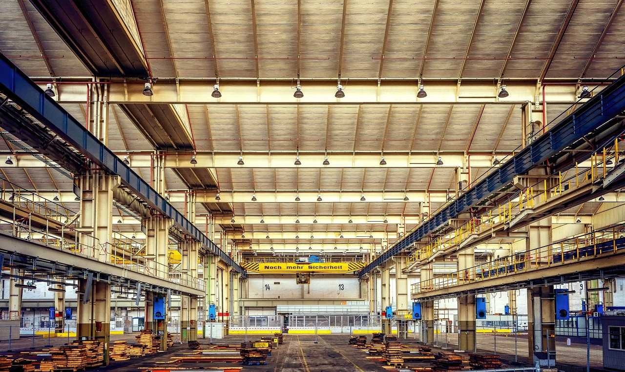 Empty factory floor in Germany as production slows down in August 2025