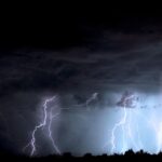 Dark storm clouds over German city as rain approaches
