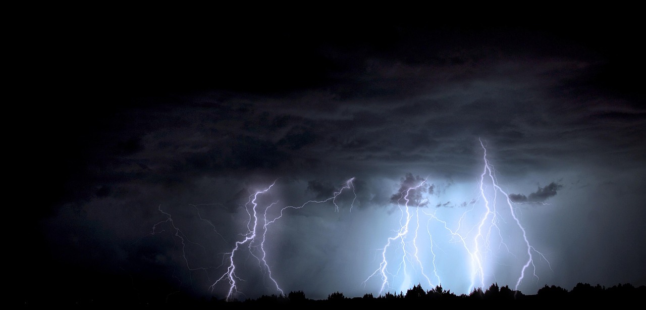 Dark storm clouds over German city as rain approaches