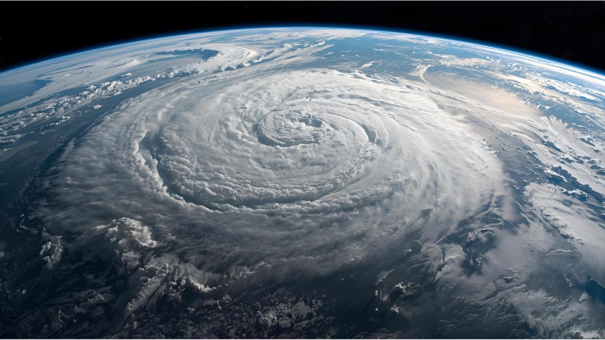 Satellite view of powerful storm system approaching Germany and the North Sea