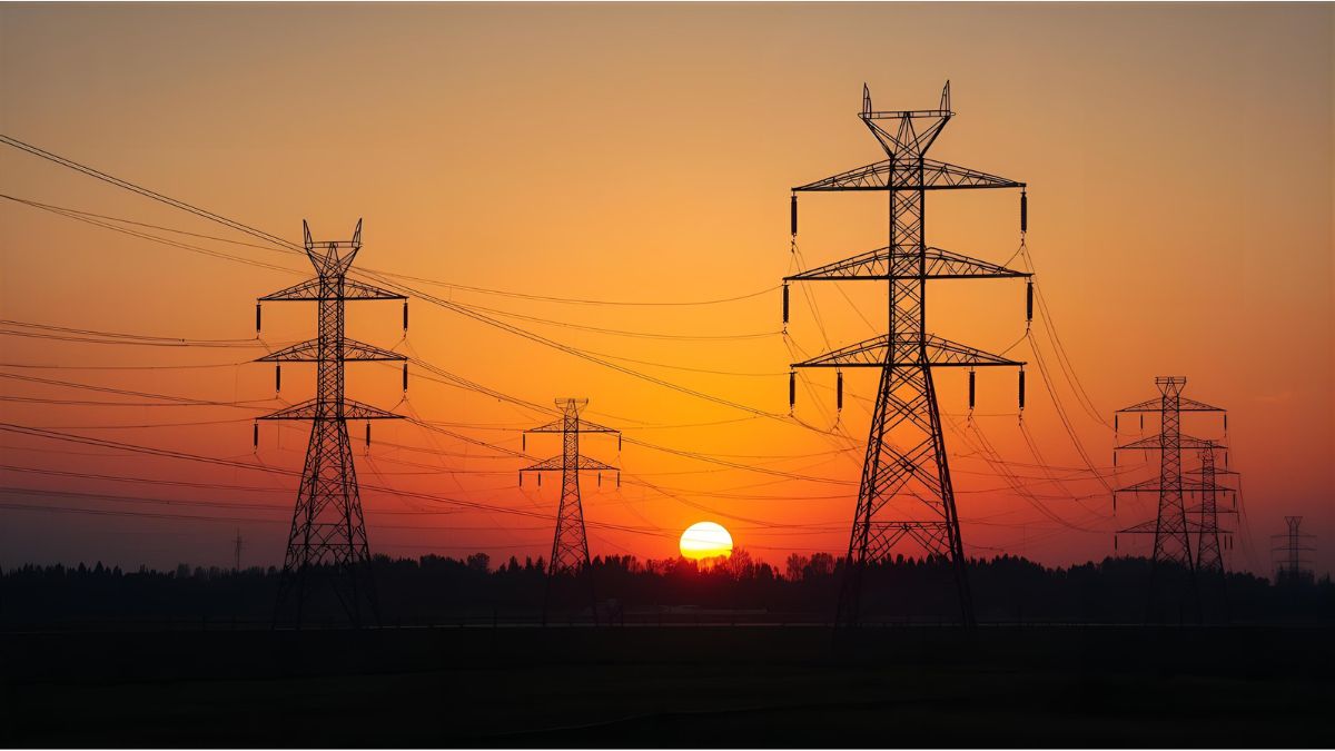 ower transmission lines in Germany representing electricity grid fee reductions in 2026