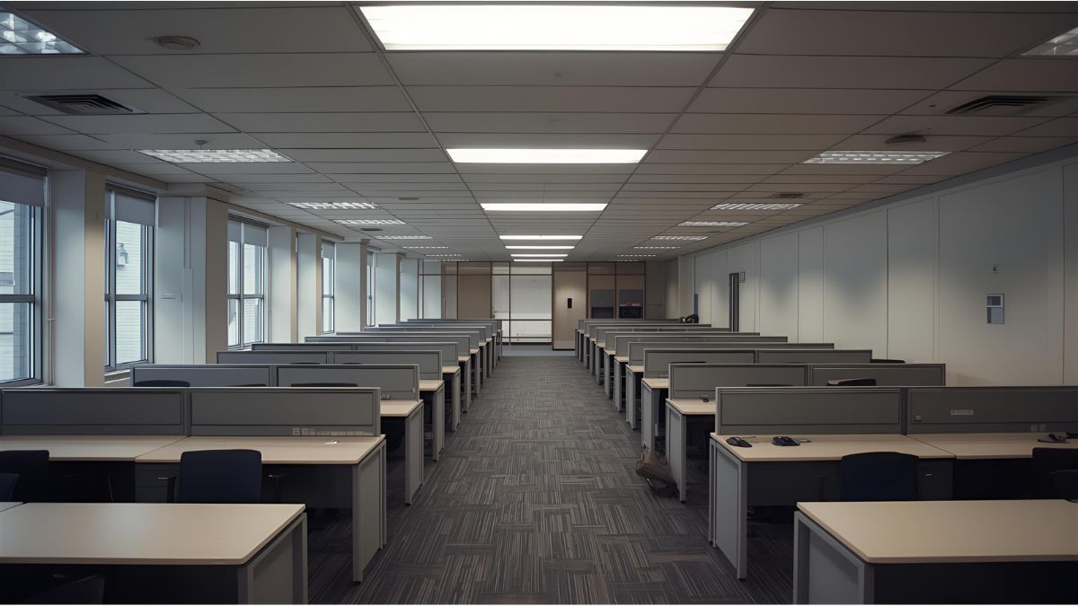 Empty office space in a German government building representing high sick leave