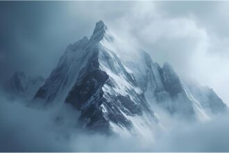 Snow on mountain peaks in southern Germany after a cold front