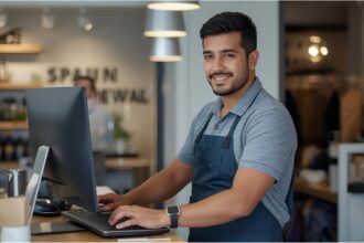 German worker in retail setting representing minimum wage increase to €14.60 by 2027