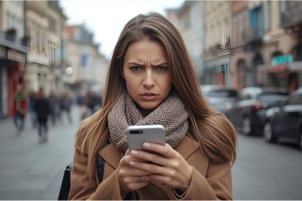 Person looking at low bank balance on phone while budgeting in Germany