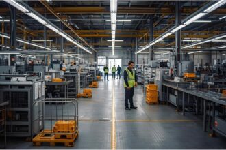 Empty production hall in Germany symbolizing the decline of temporary employment