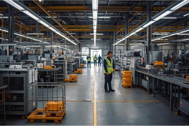 Empty production hall in Germany symbolizing the decline of temporary employment