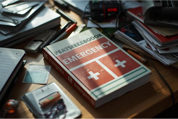 German emergency preparedness guide and flashlight on desk
