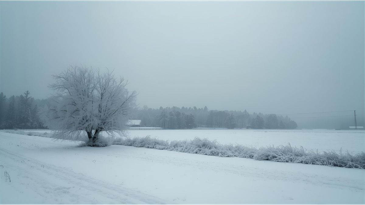 Snowy landscape in Bavaria during a cold winter morning