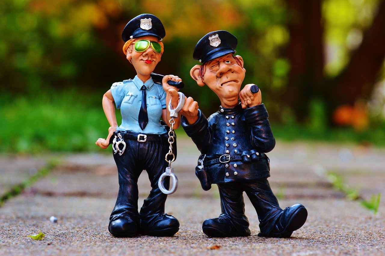 Police officers at the entrance of a beer tent during Oktoberfest in Munich