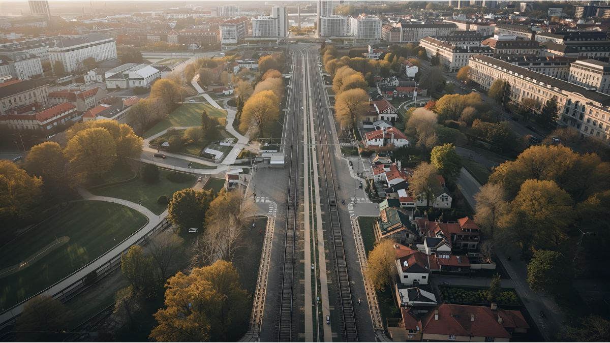 Aerial view of Munich showing Olympic Park and U-Bahn line, symbolising debate over new investments