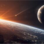 Illustration of early Earth with comets possibly bringing life