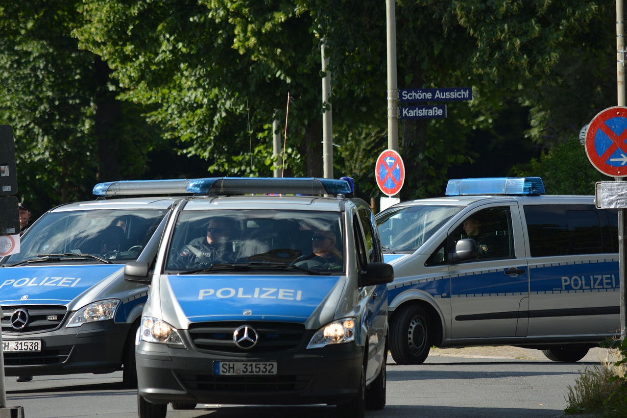 German police officers conducting traffic checks during the Roadpol Safety Week campaign