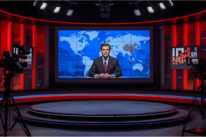 Living room with TV and radio in Germany representing broadcasting fee concept