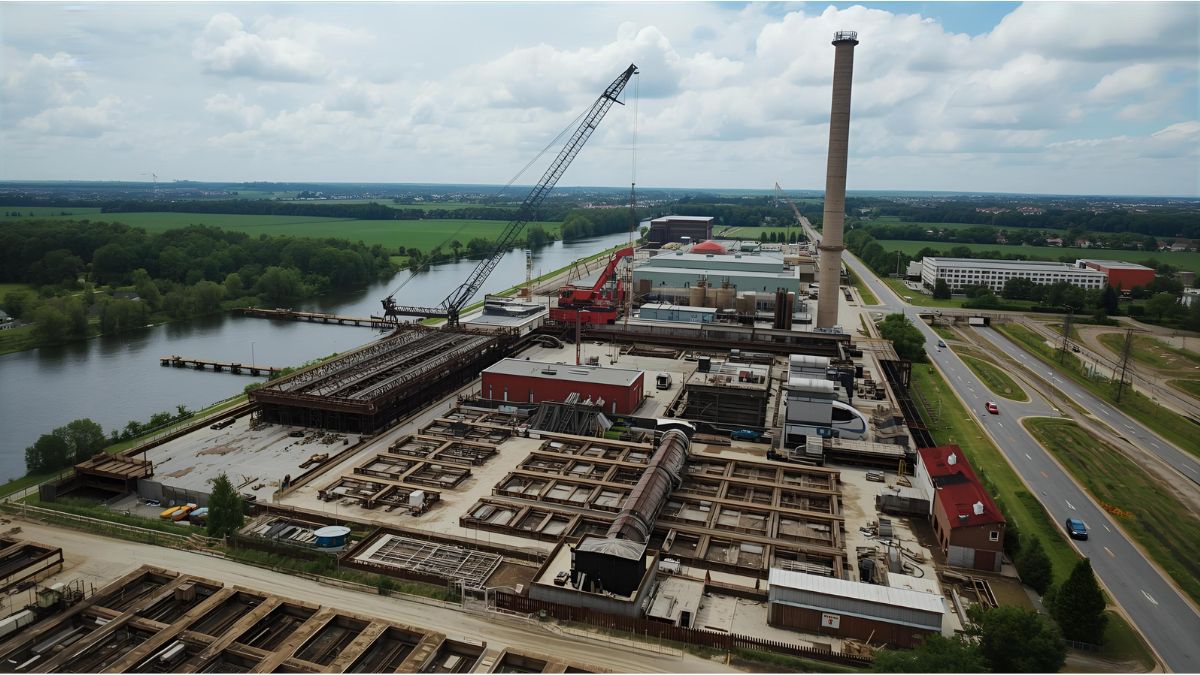Construction work at former Gundremmingen power plant in Bavaria