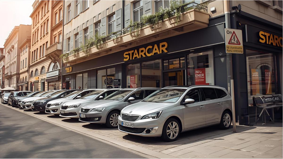 Starcar rental vehicles outside Hamburg office after insolvency announcement