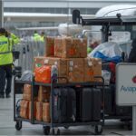 Baggage handling area at Düsseldorf Airport after Aviapartner declared insolvency
