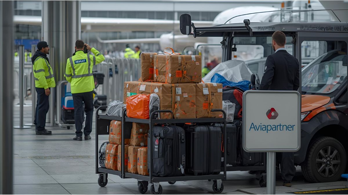 Baggage handling area at Düsseldorf Airport after Aviapartner declared insolvency