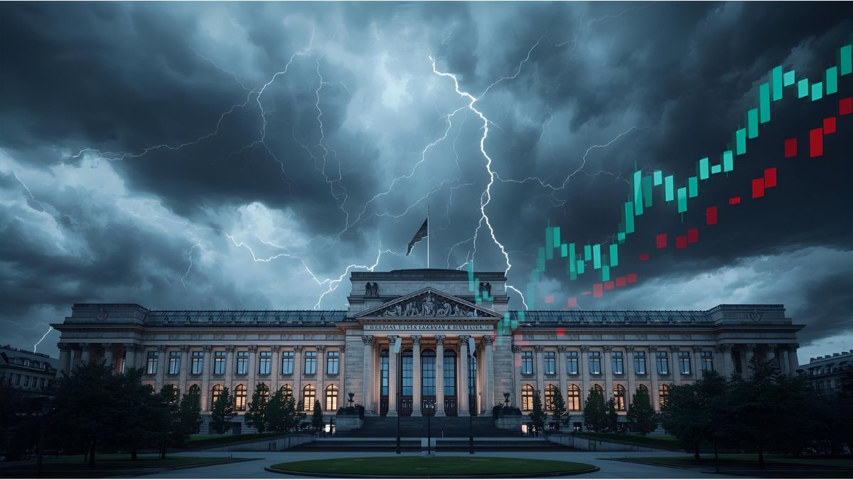 Bundesbank building in Frankfurt symbolising warning of financial instability