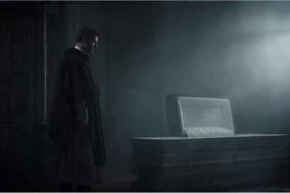 Catholic priest in Freising conducts Halloween-themed prayer service wearing a black cape