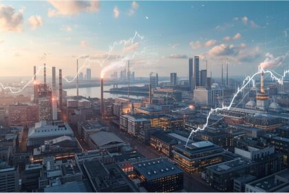 Chancellor Merz presenting economic trend lines on German investment and spending