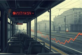 Person buying a public transport ticket at a German ticket machine
