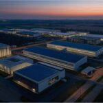 Concept image of a data centre with solar panels and cooling systems symbolising Google’s planned German investment.