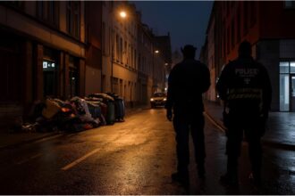 Undercover waste enforcement officers patrolling a Heilbronn street at night