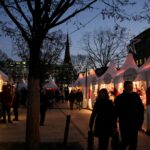 Small festive Christmas market in the garden of AWO Föhrenpark in Munich.