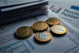 Euro coins on German pension paperwork symbolising rising pension point costs